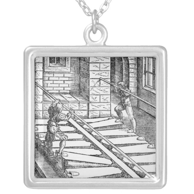 Organ Bellows and Blowers Silver Plated Necklace (Front)
