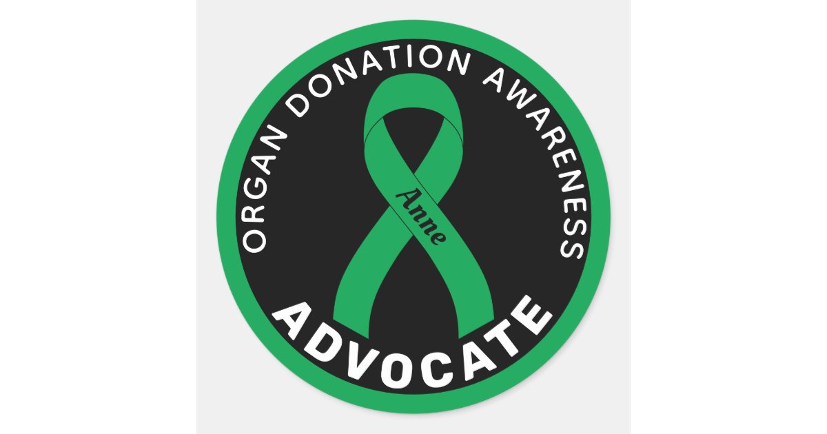 Organ Donation Advocate Ribbon Black Round Sticker | Zazzle