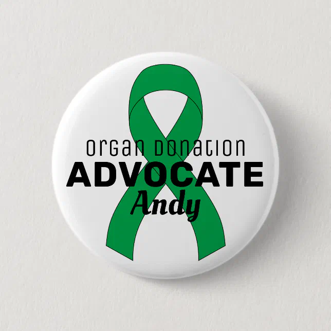 Organ Donation Advocate Ribbon White Button | Zazzle