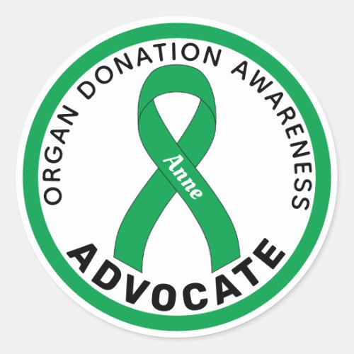 Organ Donation Advocate Ribbon White Round Sticker