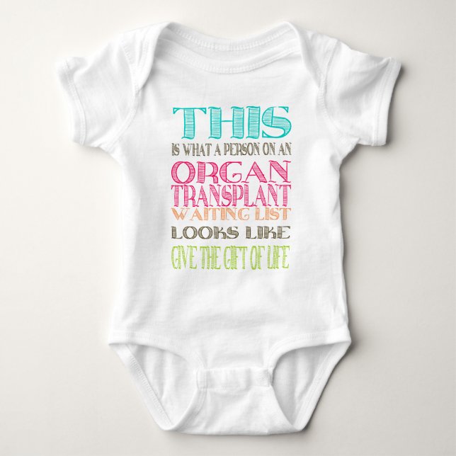 Organ donation awareness baby bodysuit (Front)