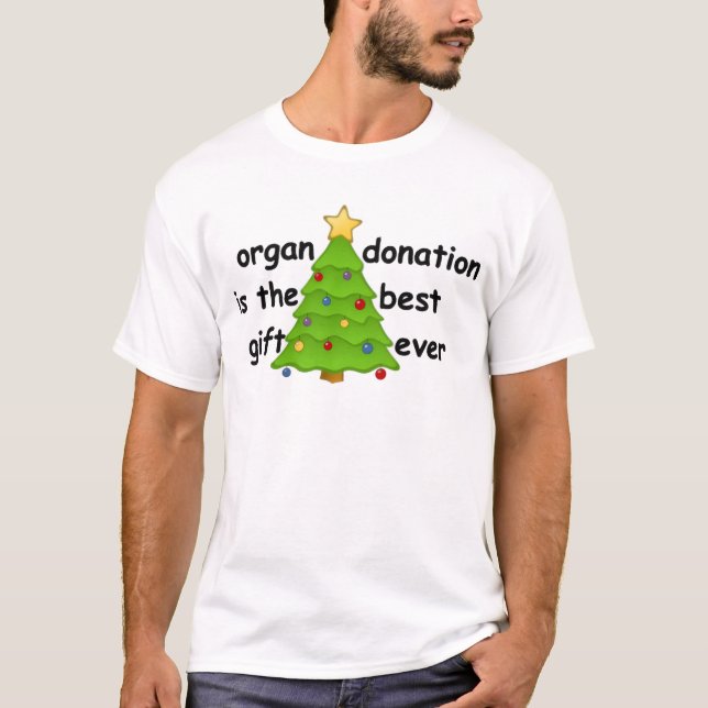 Organ Donation Awareness Christmas Tree Holiday T-Shirt (Front)