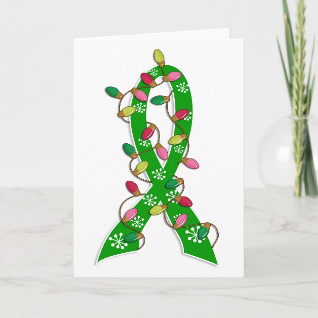 Organ Donation Christmas Lights Ribbon Holiday Card (Front)