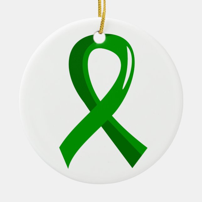 Organ Donation Green Ribbon 3 Ceramic Ornament (Front)