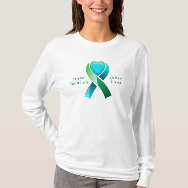 Organ Donation Saves Lives Donor Awareness Heart T-Shirt (Front)