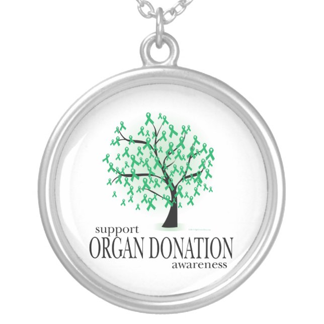 Organ Donation Tree Silver Plated Necklace (Front)