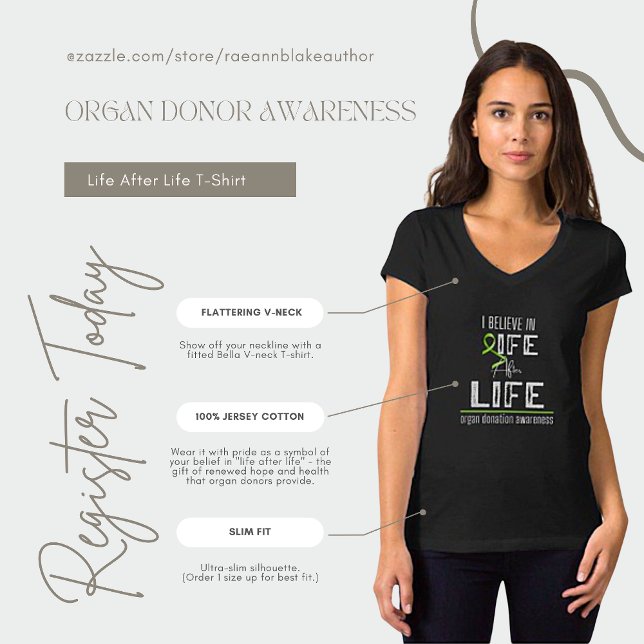 Organ Donor Awareness Life After Life V-Neck T-Shirt (Creator Uploaded)