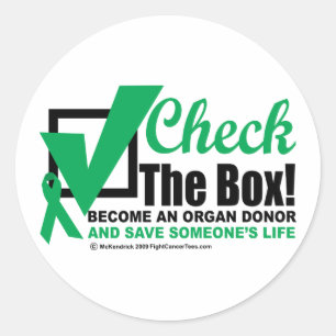 Organ Donor Check the Box Classic Round Sticker