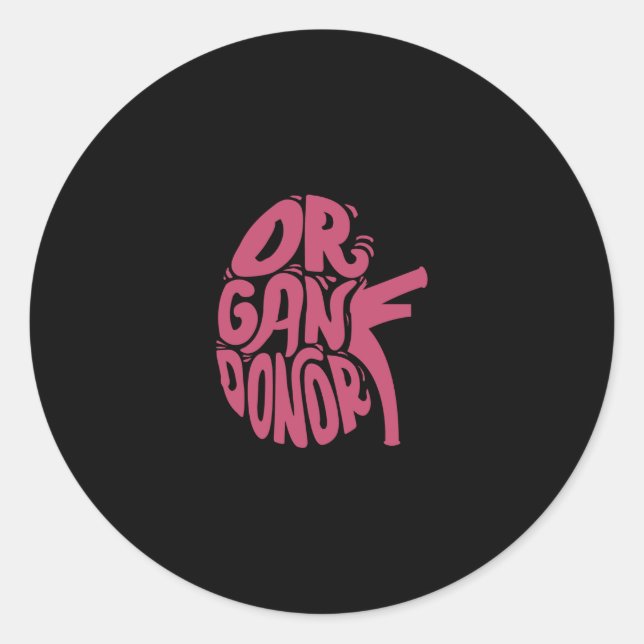 Organ Donor Donation Kidney Classic Round Sticker (Front)