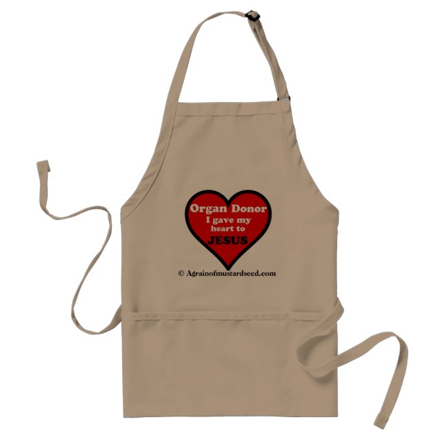 "Organ Donor" gave my heart to Jesus Adult Apron (Front)