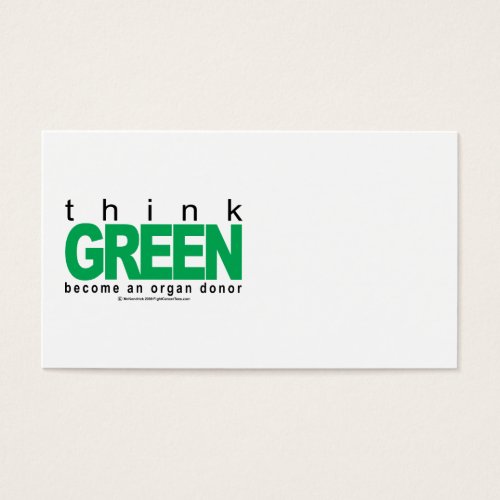 Organ Donor THINK Green Business Card Template