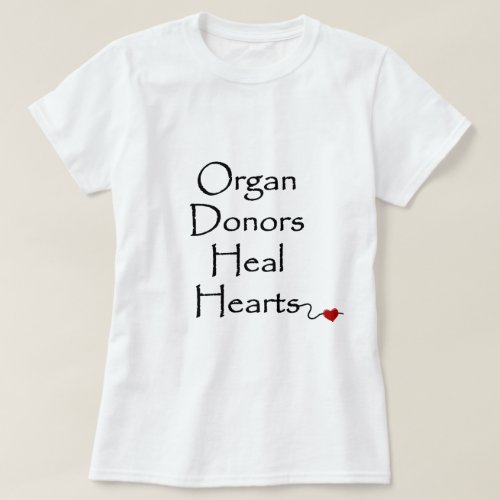 Organ Donors Heal Black Script Typography T_Shirt
