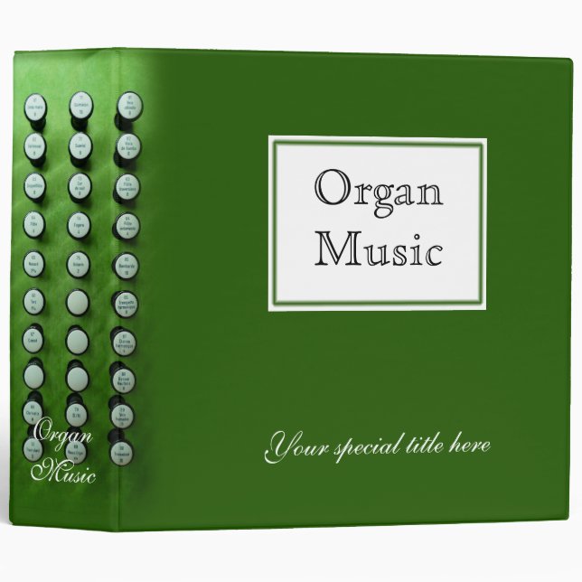 Organ music binder - green 2 inch (Front/Spine)