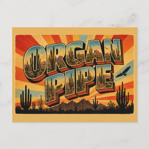 Organ Pipe Cactus Arizona Desert Mountain Art Postcard
