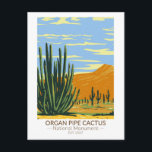 Organ Pipe Cactus National Monument Arizona Postcard<br><div class="desc">Organ Pipe Cactus vector artwork design. The park is the only place in the United States where the senita and organ pipe cactus grow wild.</div>
