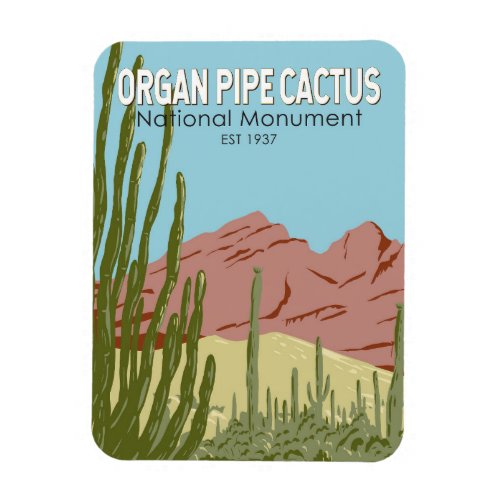 Organ Pipe Cactus National Monument Arizona Retro Magnet