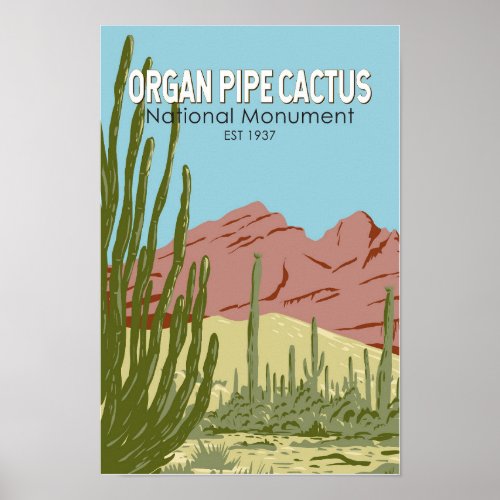 Organ Pipe Cactus National Monument Arizona Retro Poster