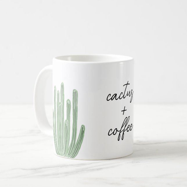 Organ Pipe Cactus Plus Coffee Watercolor Mug (Front Left)