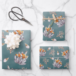 Organ Pipe Coral Clownfish Under A Deep Green Sea Wrapping Paper Sheets