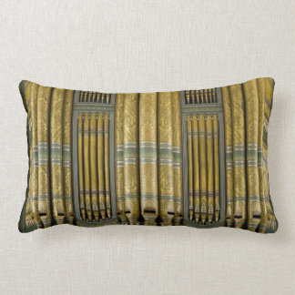 Organ pipes in green and gold lumbar pillow
