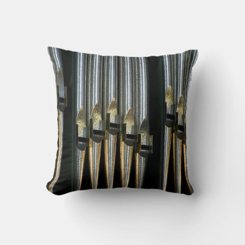 Organ pipes in spotted silver throw pillow