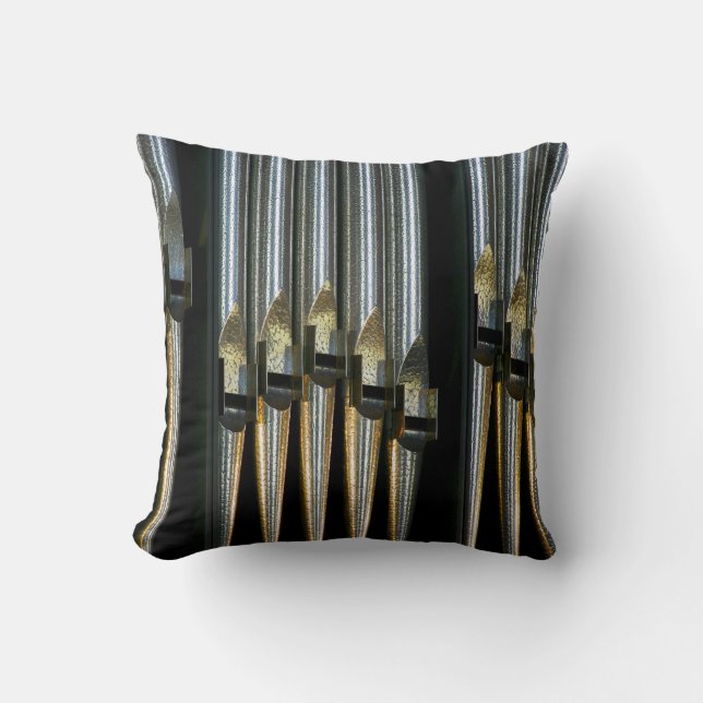 Organ pipes in spotted silver throw pillow (Front)
