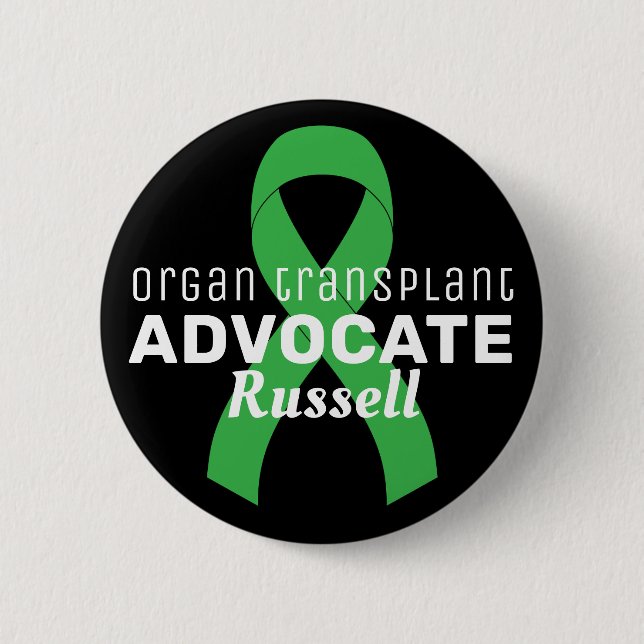 Organ Transplant Advocate Ribbon Black Button (Front)