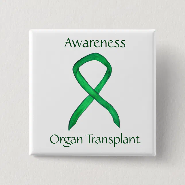 Organ Transplant Green Awareness Ribbon Custom Pin | Zazzle