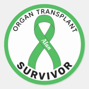 Organ Transplant Ribbon White Classic Round Sticker