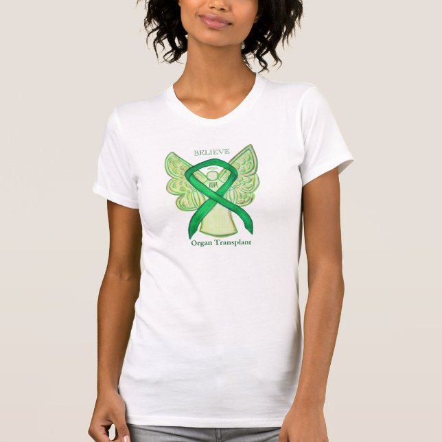 Organ Transplants Green Awareness Ribbon Shirt (Front)
