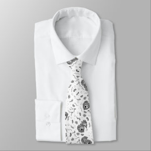 Organelles - Black on White Neck Tie