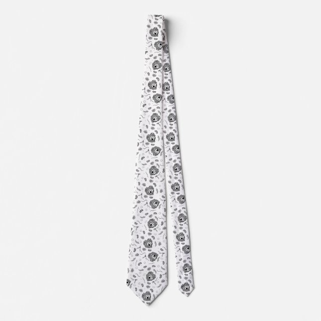 Organelles - Black on White Neck Tie (Front)