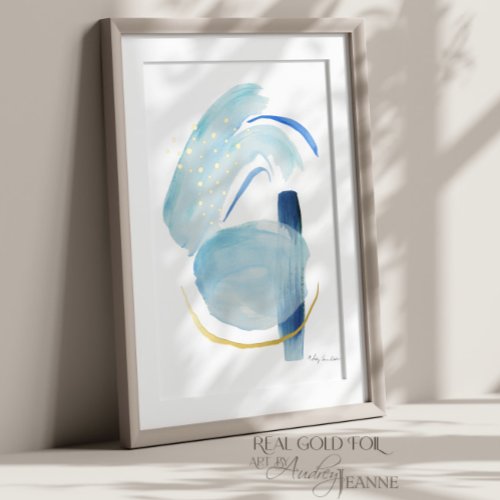 Organic Abstract Modern Watercolor Navy Blue Gold Foil Prints