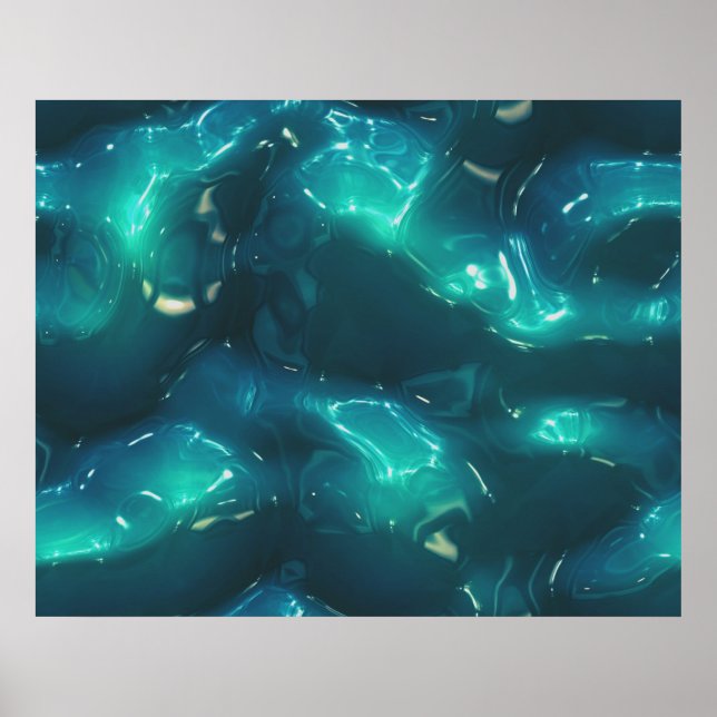 Organic Art Molten Plastic Soft Waves Deep Blue Poster (Front)