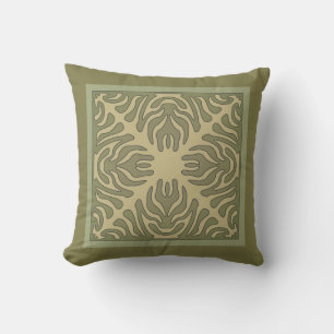 Organic Arts and Crafts Leaves Throw Pillow