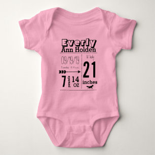 Organic Baby Girl Birth Record Lil' Lady Fox Baby Bodysuit