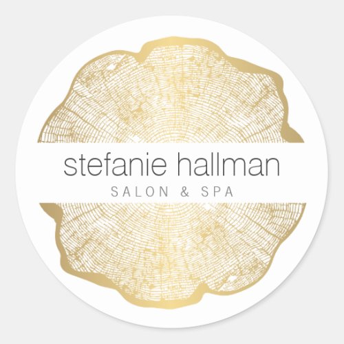 Organic Beauty Gold Tree Rings Classic Round Sticker