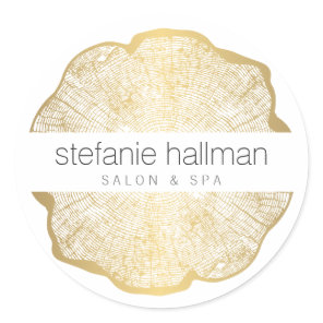 Organic Beauty Gold Tree Rings Classic Round Sticker