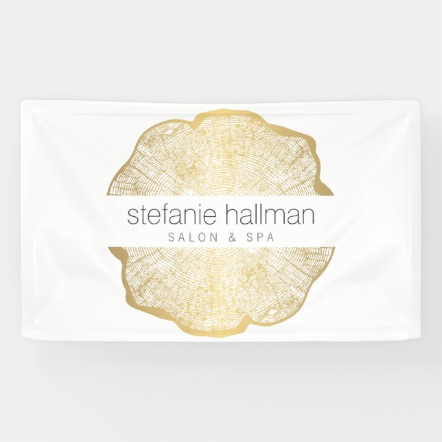 Organic Beauty Gold Tree Rings Salon Banner (Horizontal)