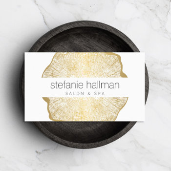 Organic Beauty Gold Tree Rings Salon Business Card by 1201am at Zazzle
