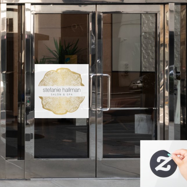 Organic Beauty Gold Tree Rings Window Cling (Office Door)