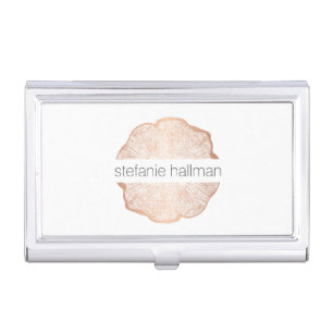 Organic Beauty Rose Gold Tree Rings Business Card Case