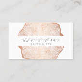 Organic Beauty Rose Gold Tree Rings Salon Business Card (Front)