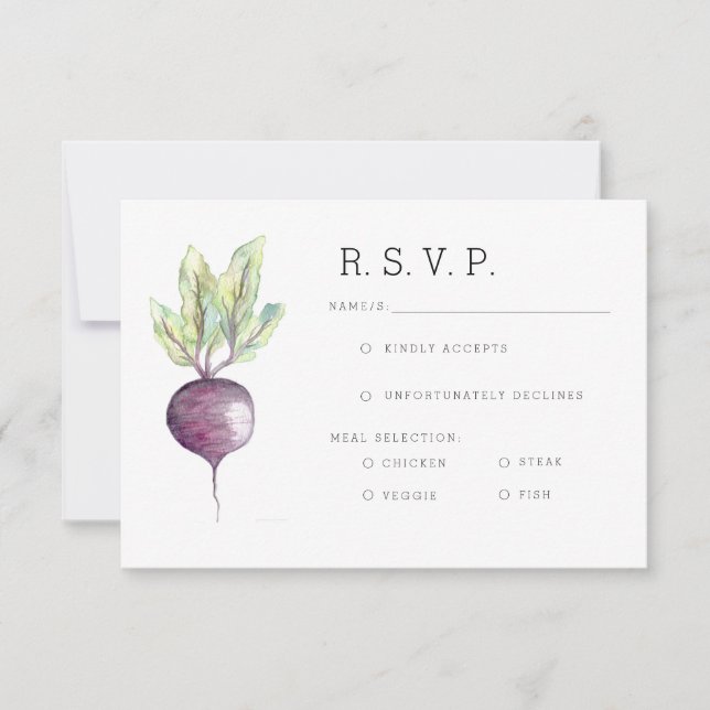 Organic Beet |Veggie Watercolor RSVP Card (Front)