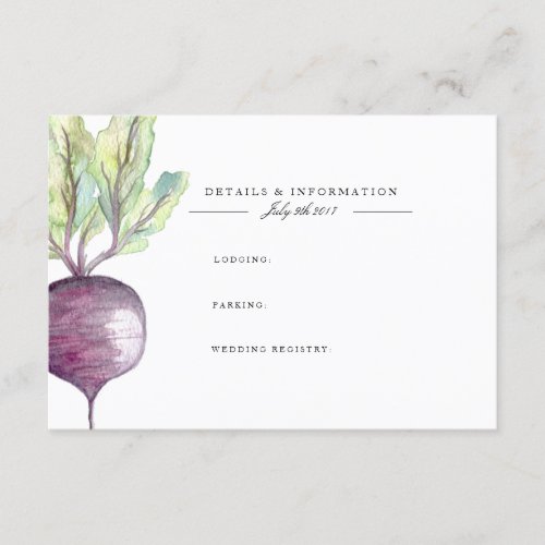 Organic Beet  Watercolor Information Card