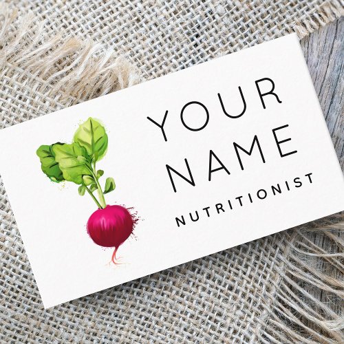 Organic Beetroot Watercolor Vegetable Nutritionist Business Card