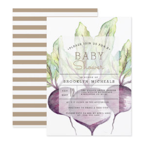 Organic Beets | Veggie | Watercolor Baby Shower Invitation