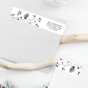 Organic Berry Christmas Holiday Return address Wrap Around Label