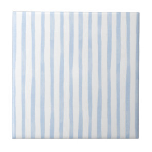Organic Blue Stripes Ceramic Tile