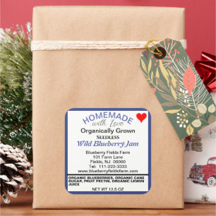 Organic Blueberry Jam Homemade Canning Square Sticker